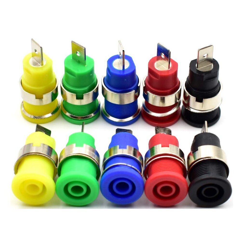 10 Pcs 4mm Banana Jack Female Panel Mount Banana Socket Binding Post Adapter for